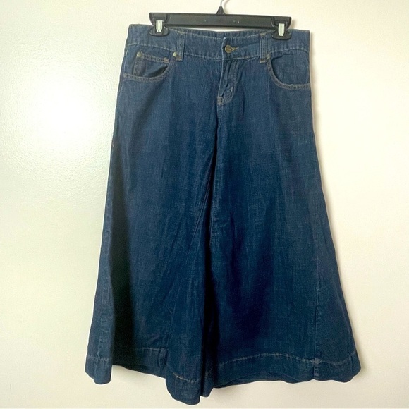Younique Culotte-Style Jeans - Dark Wash - Wide-Leg Bell Bottom - Size Sm - Picture 1 of 13